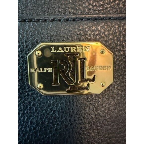 Lauren Ralph Lauren Black Pebbled Leather Wristlet With Gold-Tone Accents & Zipp - Picture 4 of 7